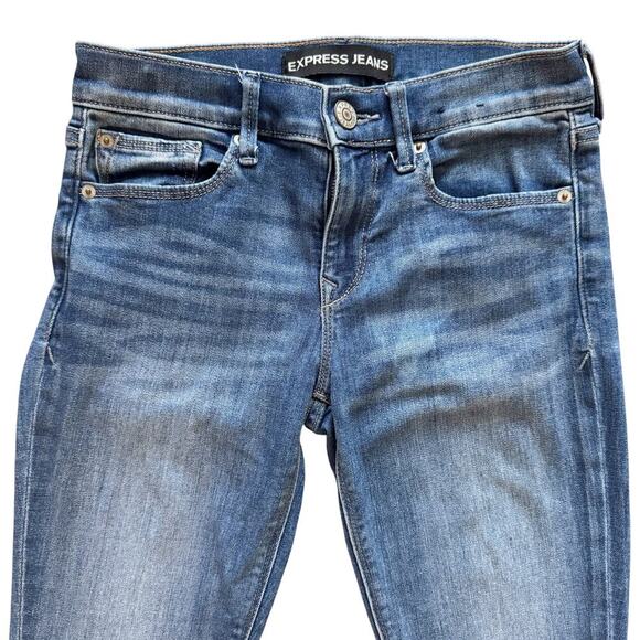 Express Jeans Womens size 0R 0 Blue legging skinny mid rise Preppy Bodycon - Picture 4 of 13
